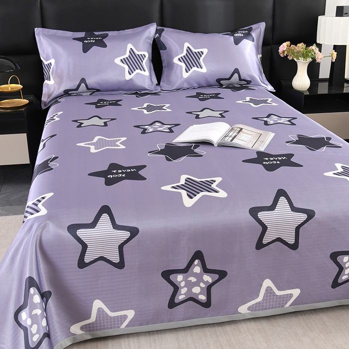 91家纺网 家纺一手货源 找家纺 绒品壹家家纺 2026新款立体数码印花凉感丝冰丝席软凉席席子三件套 趣味星