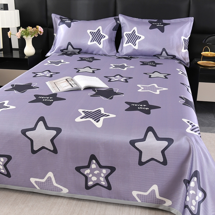 91家纺网 家纺一手货源 找家纺 绒品壹家家纺 2026新款立体数码印花凉感丝冰丝席软凉席席子三件套 趣味星