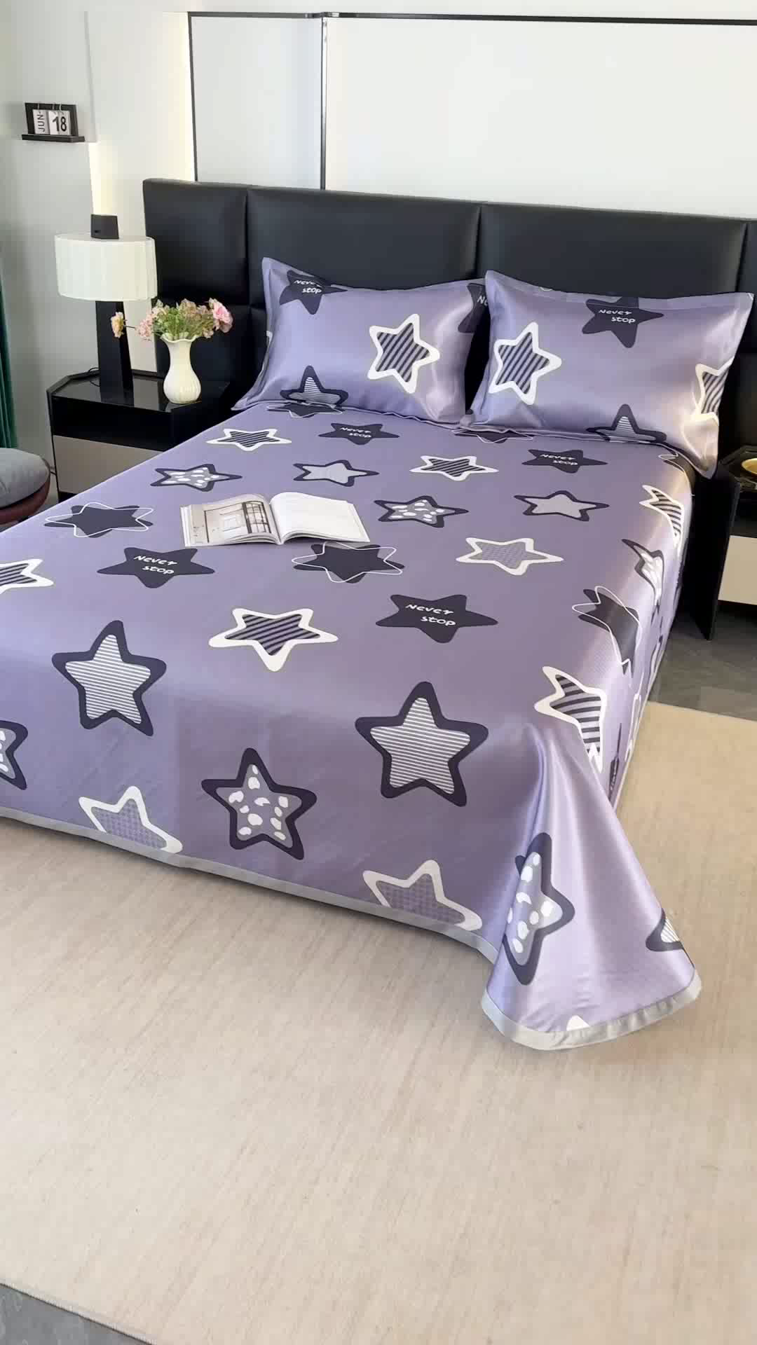 91家纺网 家纺一手货源 找家纺 绒品壹家家纺 2026新款立体数码印花凉感丝冰丝席软凉席席子三件套 趣味星