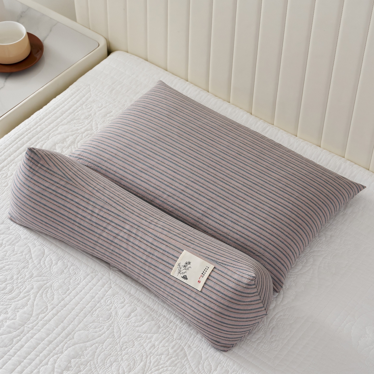 91家纺网 家纺一手货源 找家纺 （总）乐可 2026新款条纹生态荞麦组合枕枕头枕芯