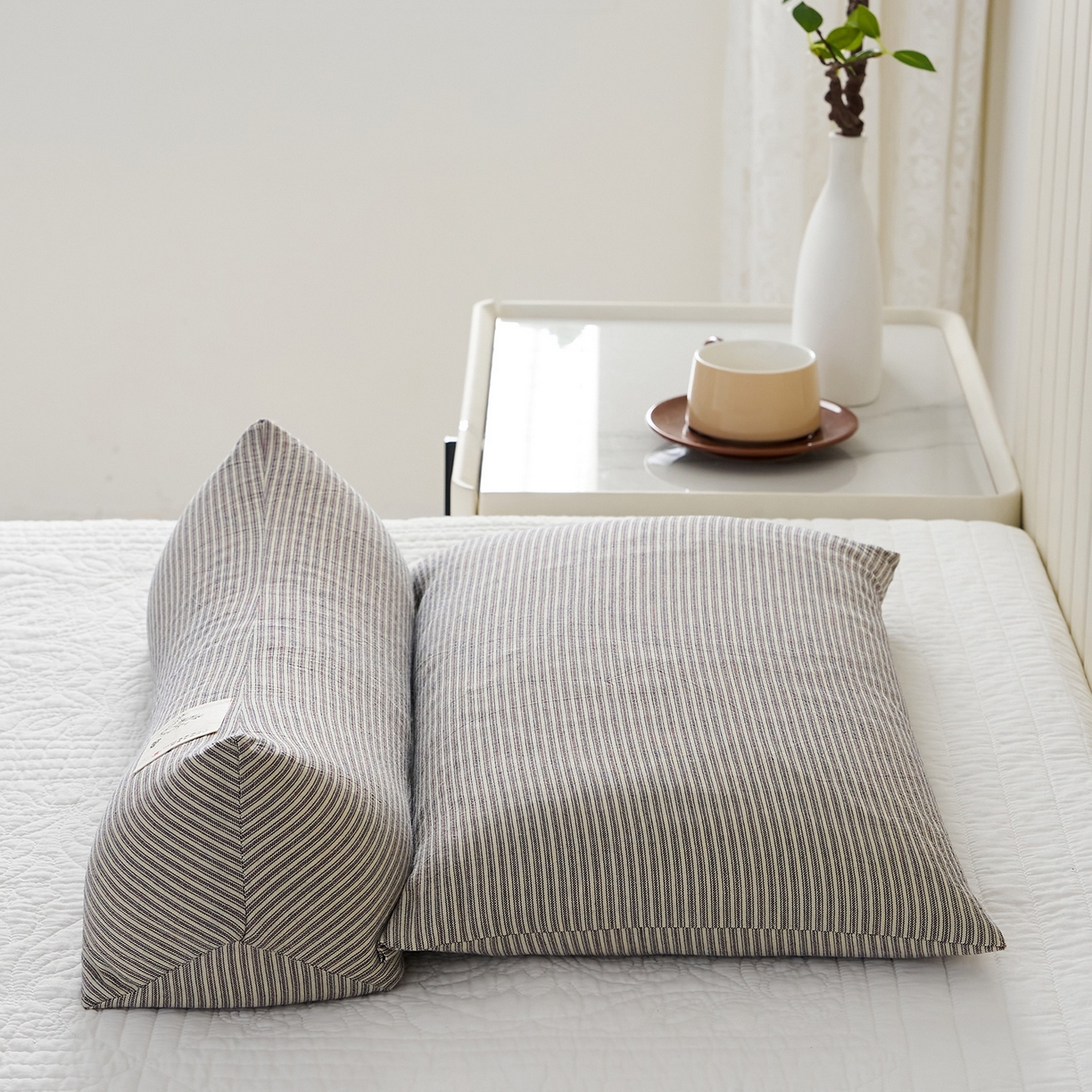 91家纺网 家纺一手货源 找家纺 乐可 2026新款条纹生态荞麦组合枕枕头枕芯 生态组合枕-杏仁