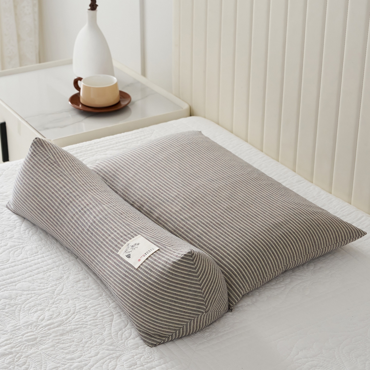 乐可 2026新款条纹生态荞麦组合枕枕头枕芯 生态组合枕-杏仁