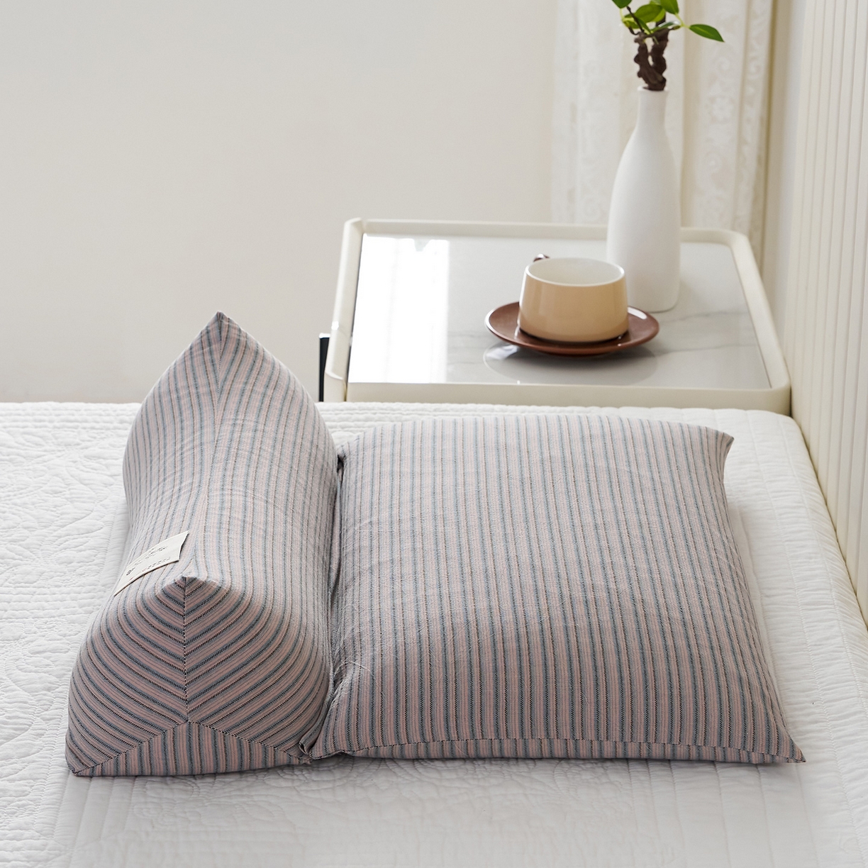 91家纺网 家纺一手货源 找家纺 乐可 2026新款条纹生态荞麦组合枕枕头枕芯 生态组合枕-暗粉