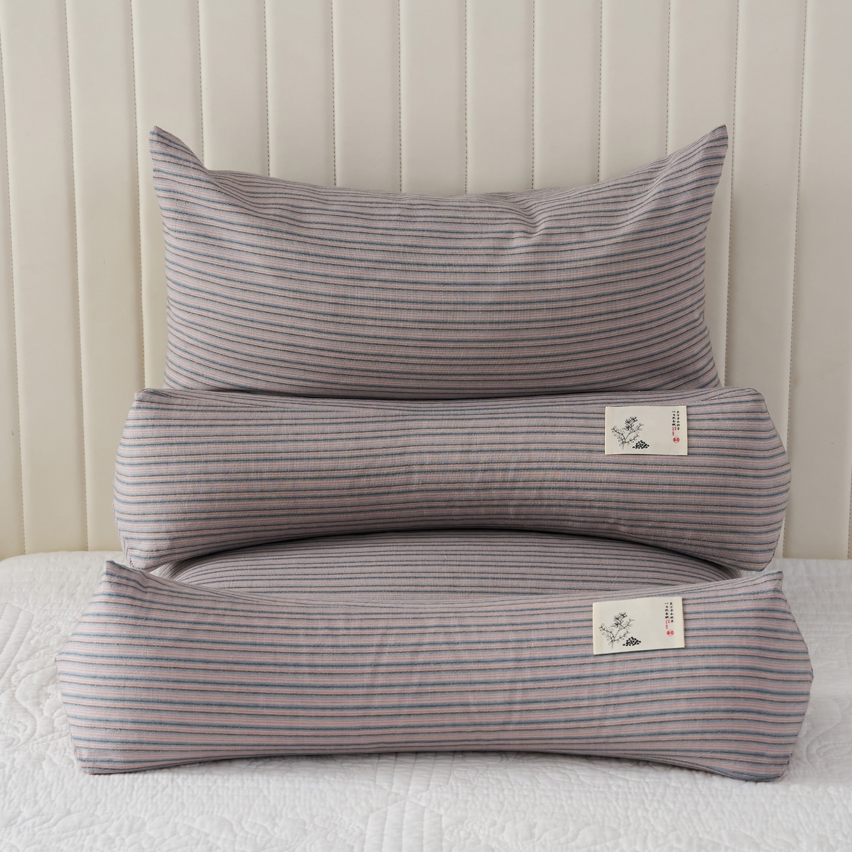 91家纺网 家纺一手货源 找家纺 （总）乐可 2026新款条纹生态荞麦组合枕枕头枕芯