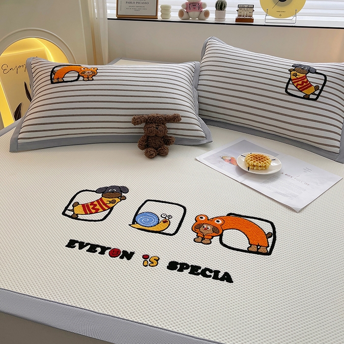 91家纺网 家纺一手货源 找家纺 （总）炫拼家纺 2026新款A类满天星凉豆豆卡通毛巾绣大包边复合凉席