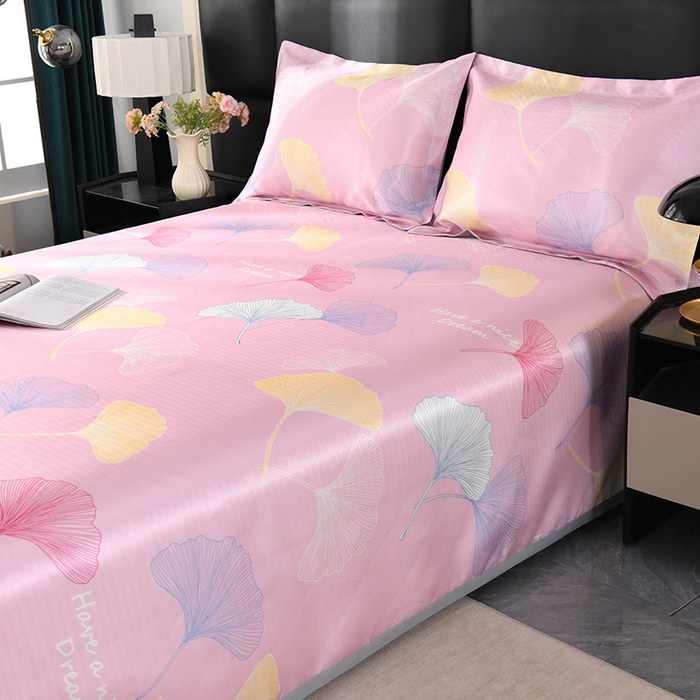 91家纺网 家纺一手货源 找家纺 绒品壹家家纺 2026新款立体数码印花凉感丝冰丝席软凉席席子三件套 三生有幸 粉