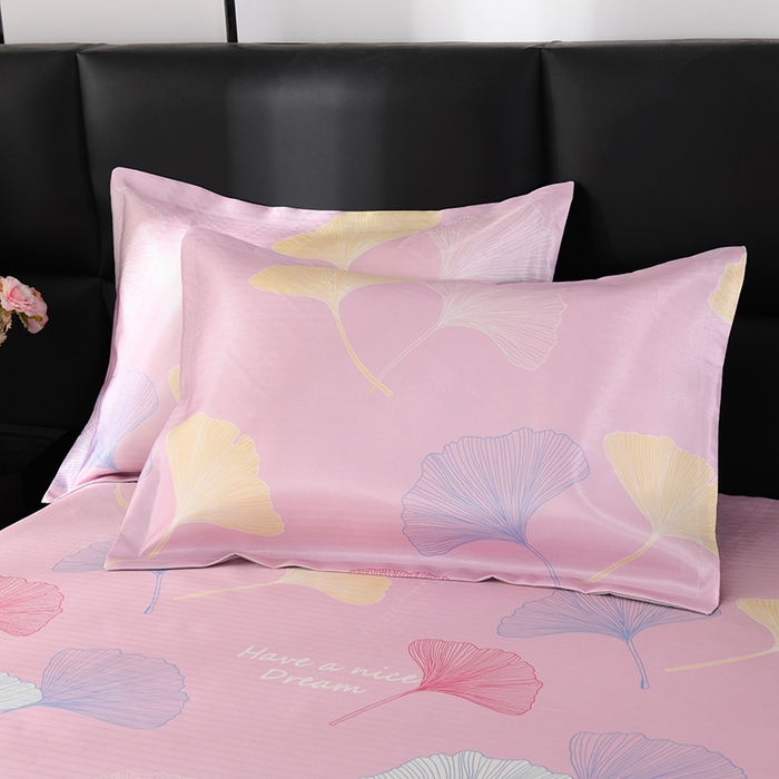 91家纺网 家纺一手货源 找家纺 绒品壹家家纺 2026新款立体数码印花凉感丝冰丝席软凉席席子三件套 三生有幸 粉