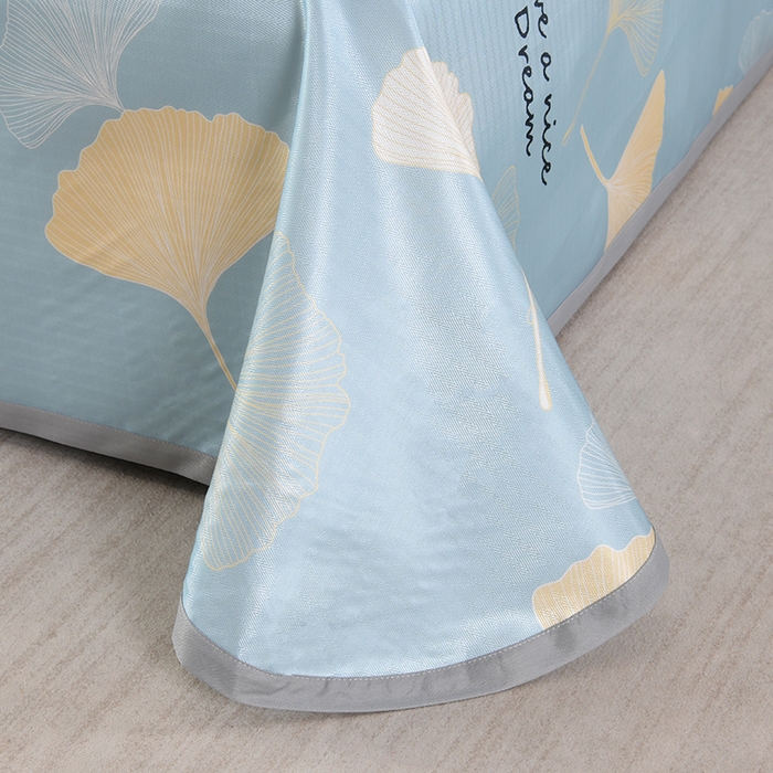 91家纺网 家纺一手货源 找家纺 绒品壹家家纺 2026新款立体数码印花凉感丝冰丝席软凉席席子三件套 三生有幸 蓝