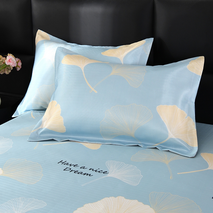 91家纺网 家纺一手货源 找家纺 绒品壹家家纺 2026新款立体数码印花凉感丝冰丝席软凉席席子三件套 三生有幸 蓝