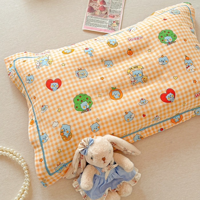 91家纺网 家纺一手货源 找家纺 （总）百寐 2026新款母婴A类双层棉纱枕套婴幼儿卡通宝宝枕套子母信封枕套