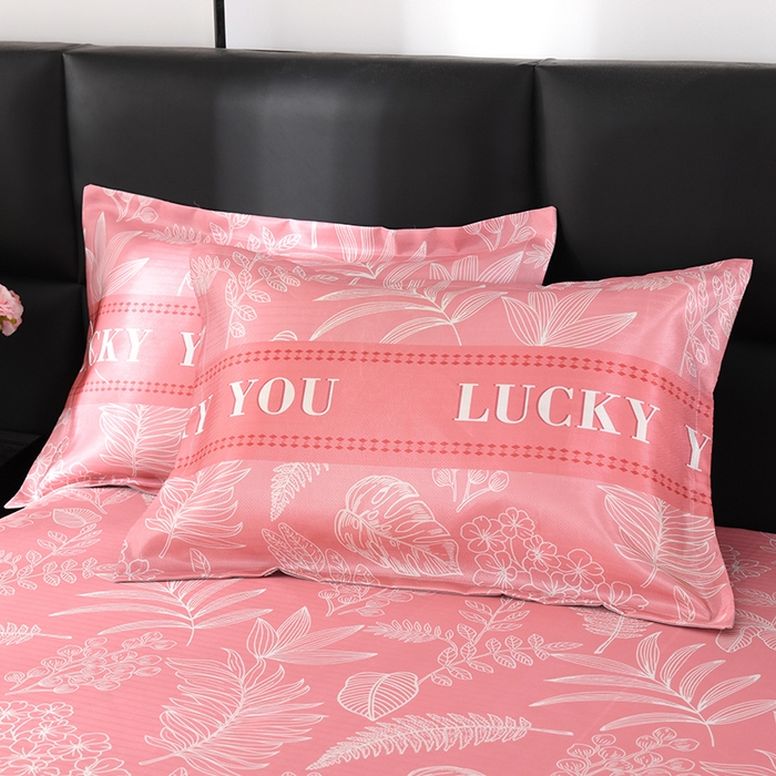 91家纺网 家纺一手货源 找家纺 绒品壹家家纺 2026新款立体数码印花凉感丝冰丝席软凉席席子三件套 相思  桔粉