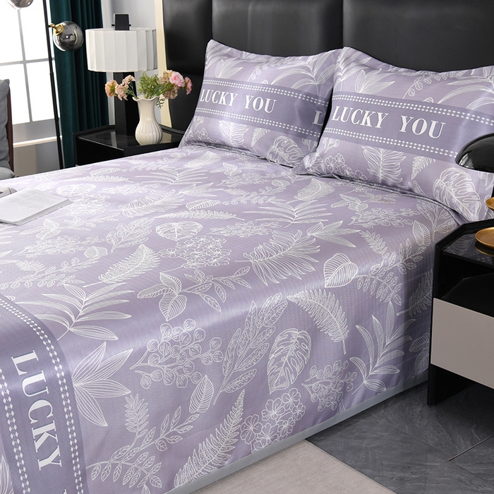 91家纺网 家纺一手货源 找家纺 绒品壹家家纺 2026新款立体数码印花凉感丝冰丝席软凉席席子三件套 相思 灰