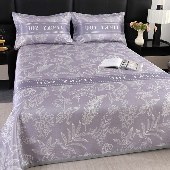 91家纺网 家纺一手货源 找家纺 绒品壹家家纺 2026新款立体数码印花凉感丝冰丝席软凉席席子三件套 相思 灰