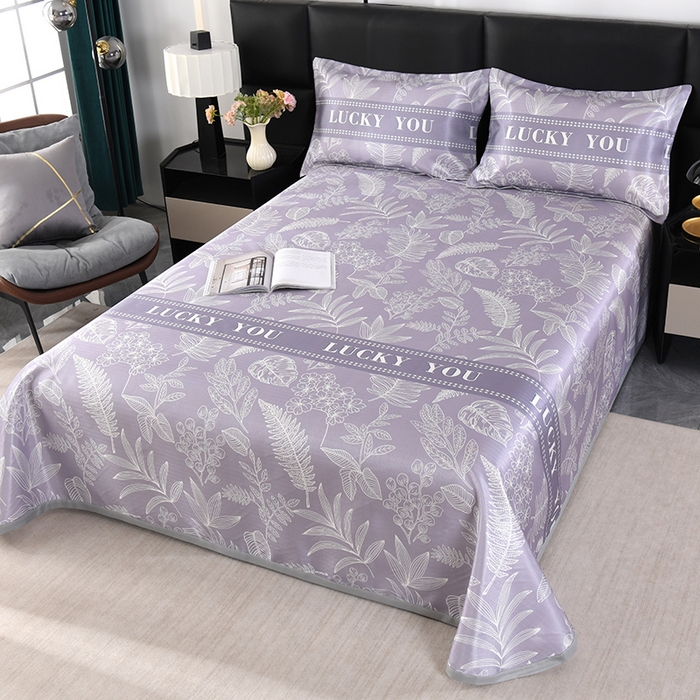 91家纺网 家纺一手货源 找家纺 绒品壹家家纺 2026新款立体数码印花凉感丝冰丝席软凉席席子三件套 相思 灰