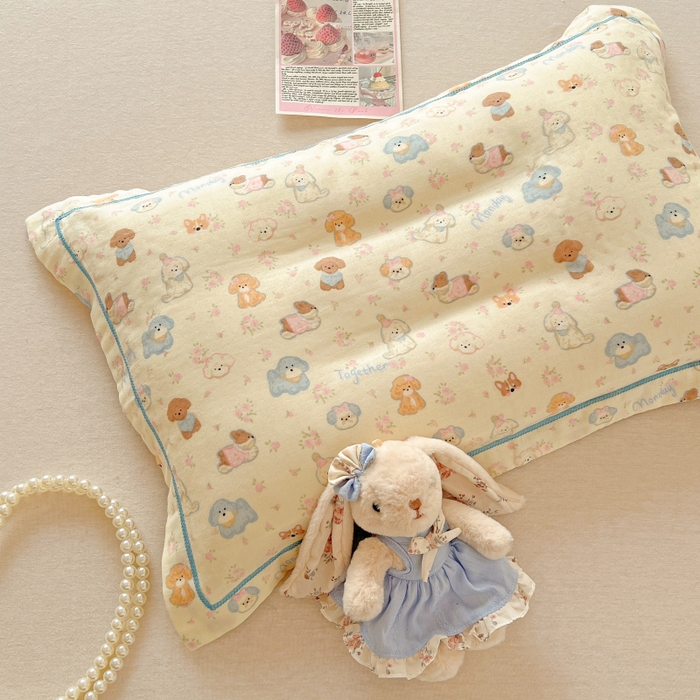 91家纺网 家纺一手货源 找家纺 （总）百寐 2026新款母婴A类双层棉纱枕套婴幼儿卡通宝宝枕套子母信封枕套