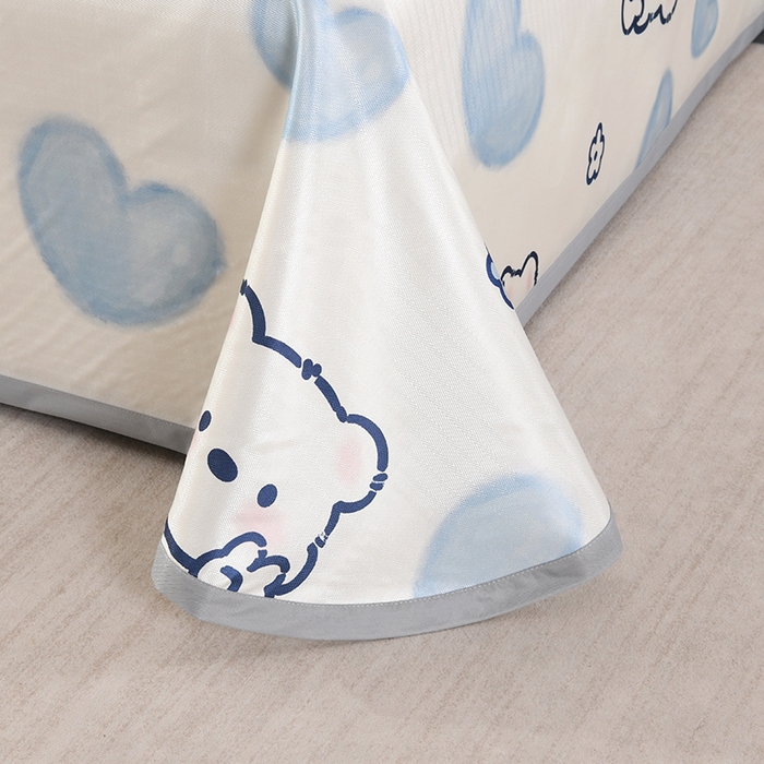 91家纺网 家纺一手货源 找家纺 绒品壹家家纺 2026新款立体数码印花凉感丝冰丝席软凉席席子三件套 小熊  蓝