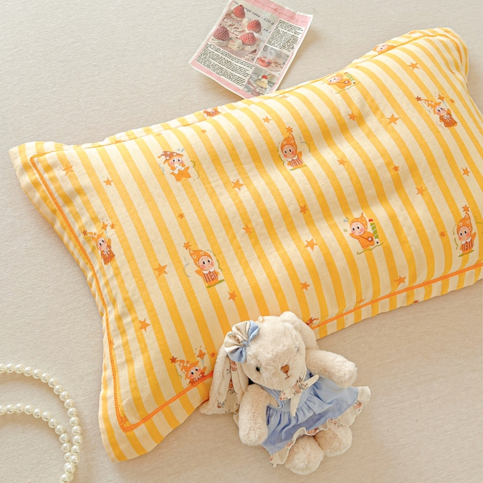 91家纺网 家纺一手货源 找家纺 （总）百寐 2026新款母婴A类双层棉纱枕套婴幼儿卡通宝宝枕套子母信封枕套