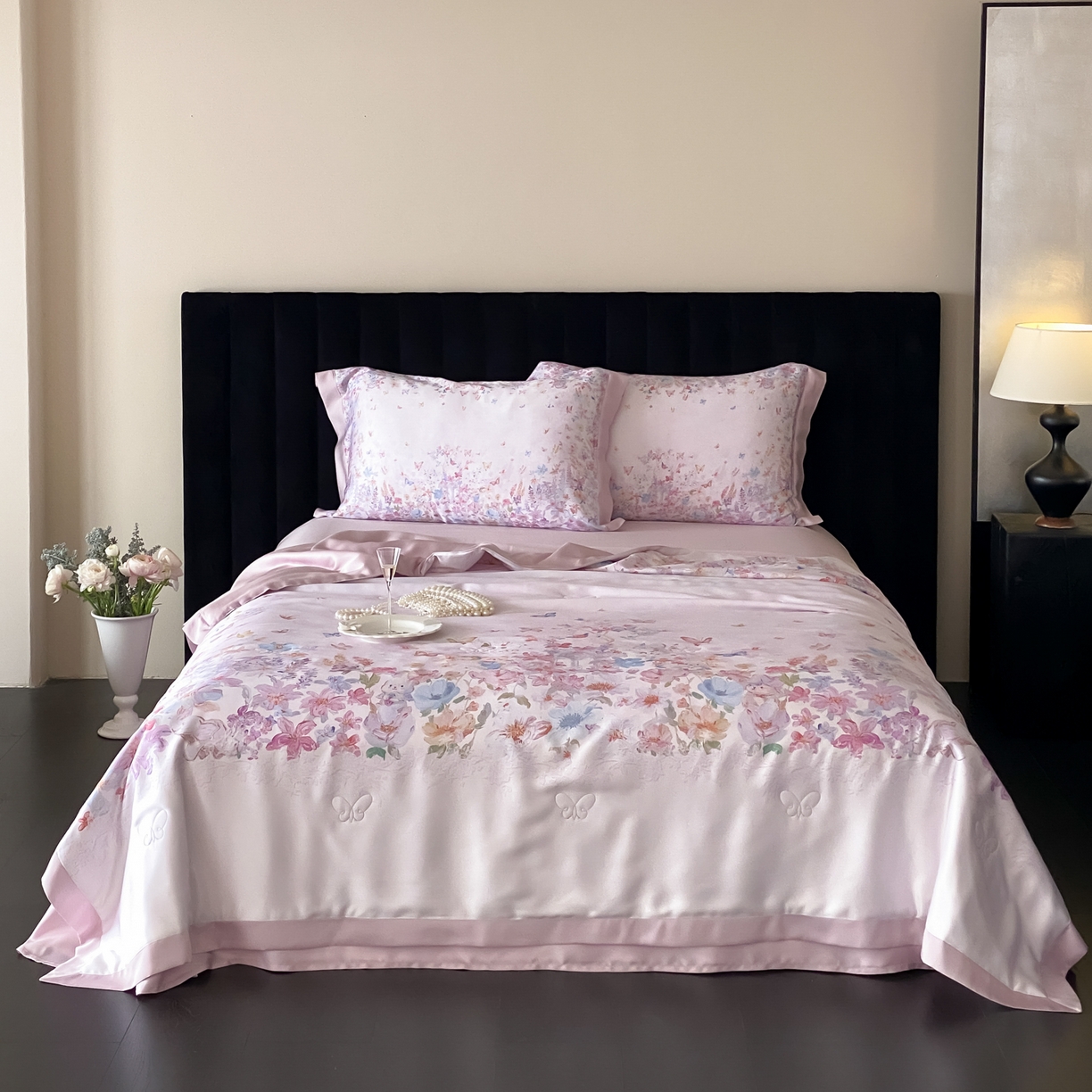 91家纺网 家纺一手货源 找家纺 云栖家居 2026新款60天丝数码印花夏被四件套-绮梦花间 绮梦花涧-紫