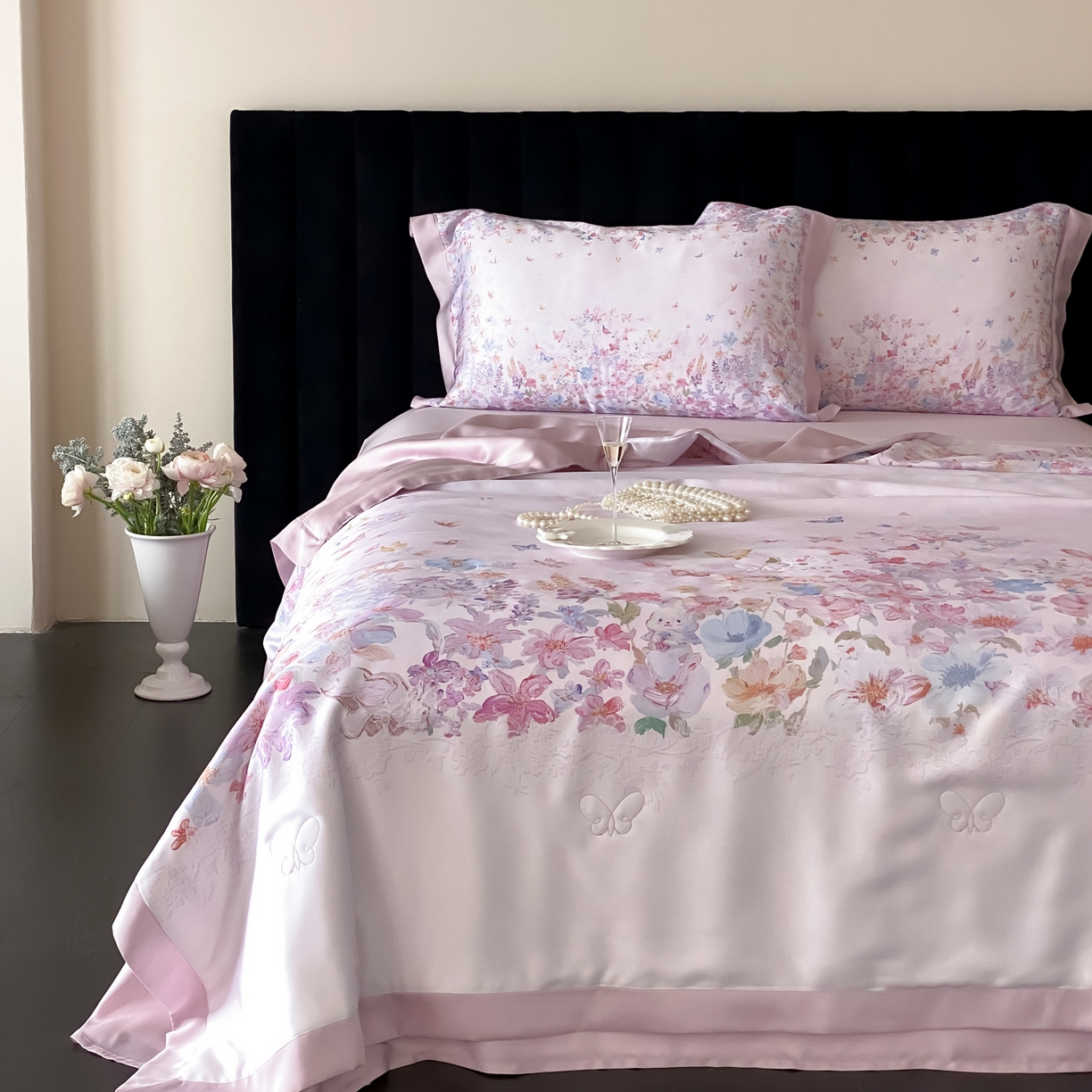 云栖家居 2026新款60天丝数码印花夏被四件套-绮梦花间 绮梦花涧-紫