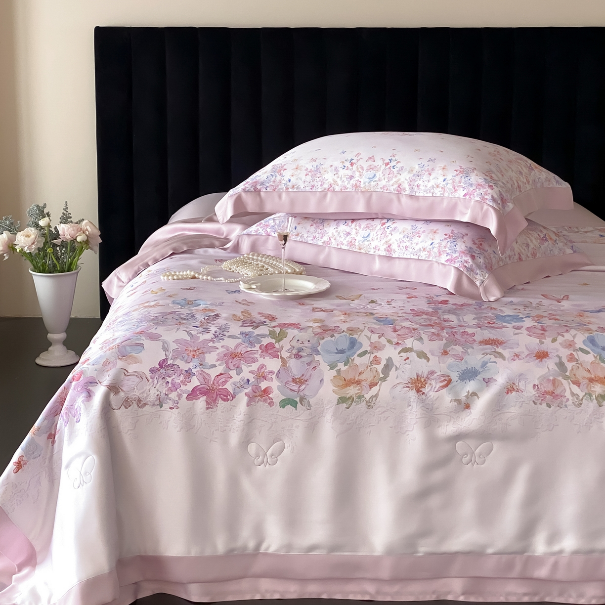 91家纺网 家纺一手货源 找家纺 云栖家居 2026新款60天丝数码印花夏被四件套-绮梦花间 绮梦花涧-紫