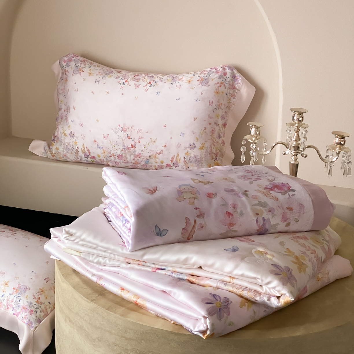 云栖家居 2026新款60天丝数码印花夏被四件套-绮梦花间 组合图