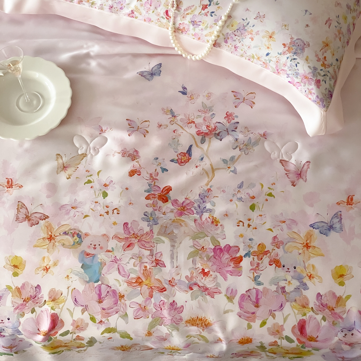 91家纺网 家纺一手货源 找家纺 云栖家居 2026新款60天丝数码印花夏被四件套-绮梦花间 绮梦花涧-粉