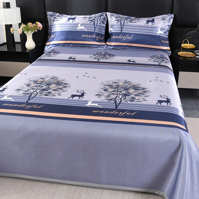 91家纺网 家纺一手货源 找家纺 绒品壹家家纺 2026新款立体数码印花凉感丝冰丝席软凉席席子三件套 幸福鹿