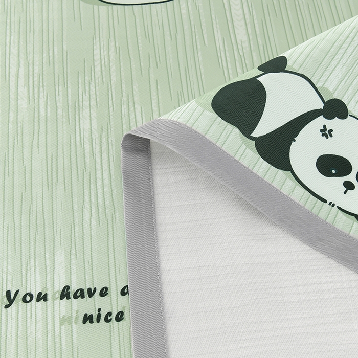 91家纺网 家纺一手货源 找家纺 绒品壹家家纺 2026新款立体数码印花凉感丝冰丝席软凉席席子三件套 熊猫 绿