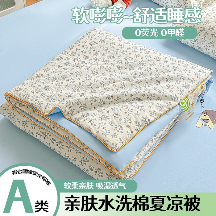 91家纺网 家纺一手货源 找家纺 （总）富艺隆 2026新款A类水洗棉双层纱夏被空调被 皱皱纱夏凉被