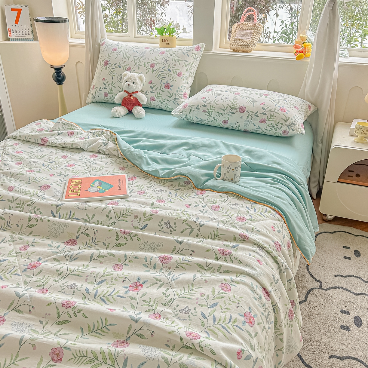 91家纺网 家纺一手货源 找家纺 富艺隆 2026新款A类水洗棉双层纱夏被空调被 皱皱纱夏凉被 春之晓