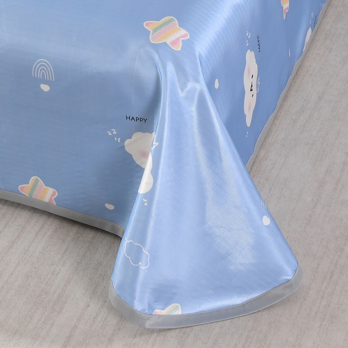 91家纺网 家纺一手货源 找家纺 绒品壹家家纺 2026新款立体数码印花凉感丝冰丝席软凉席席子三件套 云朵  蓝