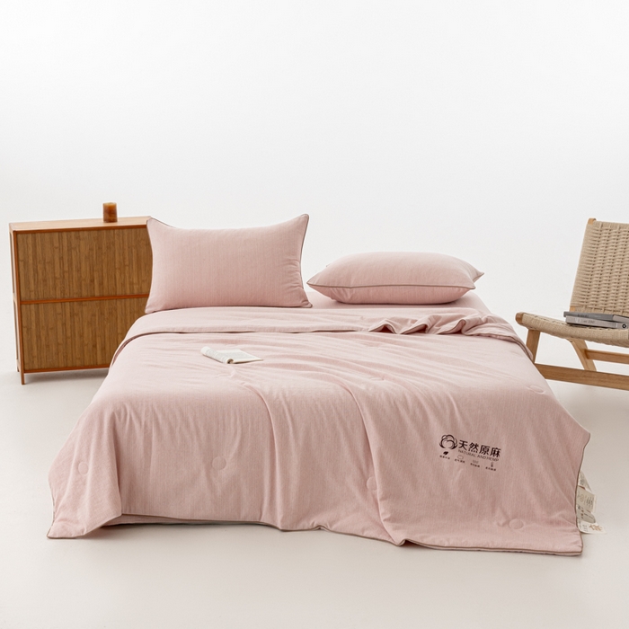 91家纺网 家纺一手货源 找家纺 迪梵家纺 2026春夏新款A类古法天然原麻生态夏被空调被棉麻夏凉被子被芯 天然原麻-豆沙