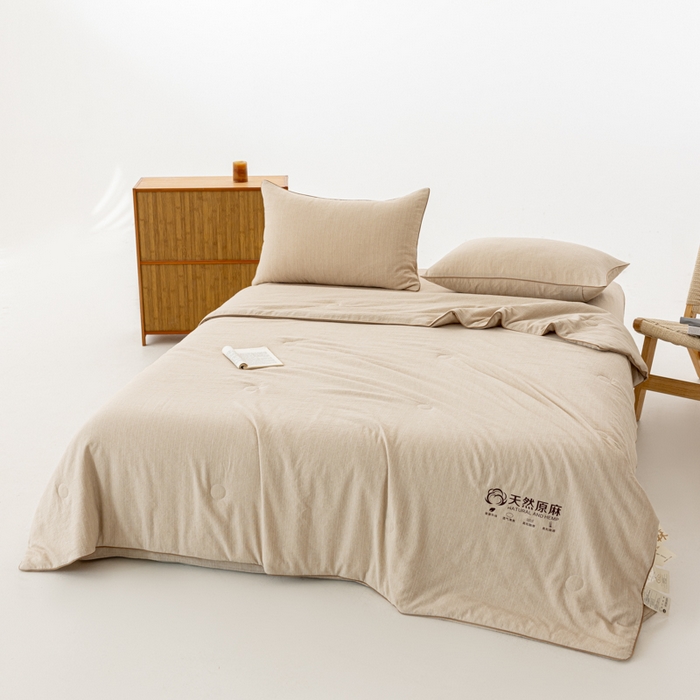 91家纺网 家纺一手货源 找家纺 迪梵家纺 2026春夏新款A类古法天然原麻生态夏被空调被棉麻夏凉被子被芯 天然原麻-浅咖