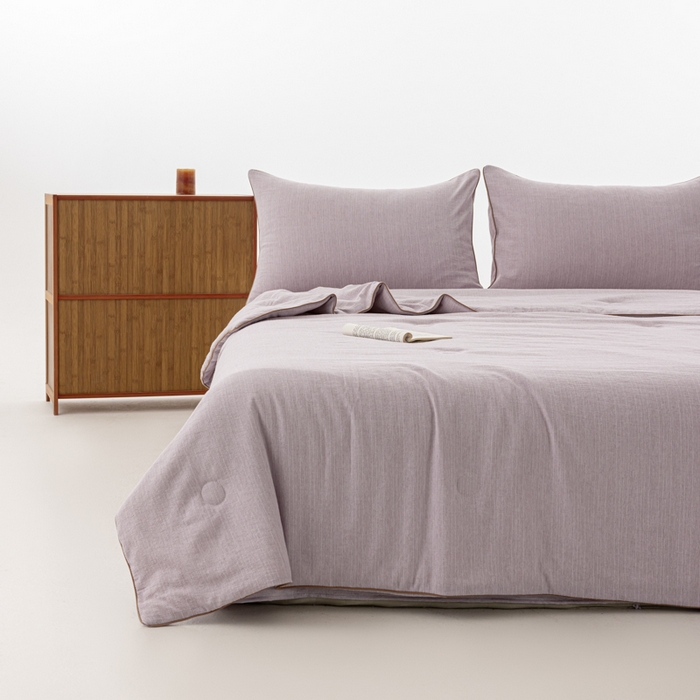 91家纺网 家纺一手货源 找家纺 迪梵家纺 2026春夏新款A类古法天然原麻生态夏被空调被棉麻夏凉被子被芯 天然原麻-紫色