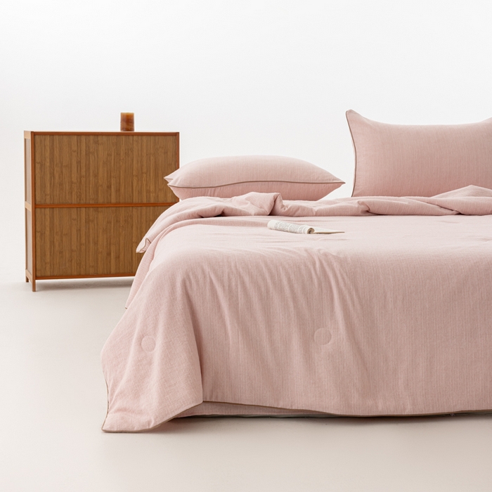 91家纺网 家纺一手货源 找家纺 迪梵家纺 2026春夏新款A类古法天然原麻生态夏被空调被棉麻夏凉被子被芯 天然原麻-豆沙