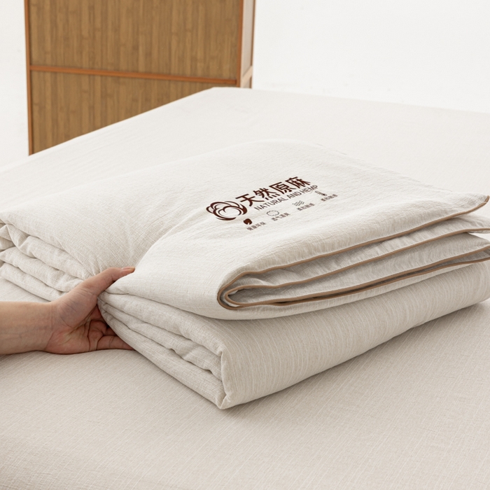 91家纺网 家纺一手货源 找家纺 迪梵家纺 2026春夏新款A类古法天然原麻生态夏被空调被棉麻夏凉被子被芯 天然原麻-本色