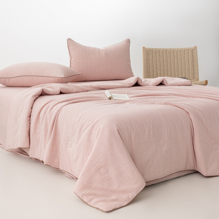 91家纺网 家纺一手货源 找家纺 迪梵家纺 2026春夏新款A类古法天然原麻生态夏被空调被棉麻夏凉被子被芯 天然原麻-豆沙