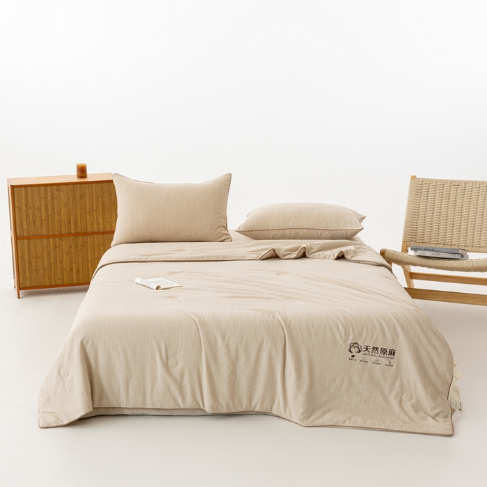 91家纺网 家纺一手货源 找家纺 迪梵家纺 2026春夏新款A类古法天然原麻生态夏被空调被棉麻夏凉被子被芯 天然原麻-浅咖