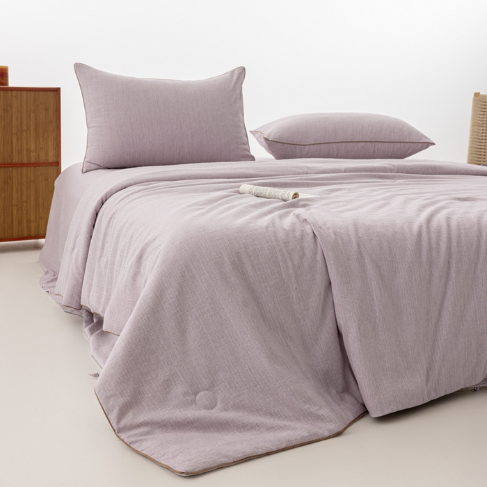 91家纺网 家纺一手货源 找家纺 迪梵家纺 2026春夏新款A类古法天然原麻生态夏被空调被棉麻夏凉被子被芯 天然原麻-紫色