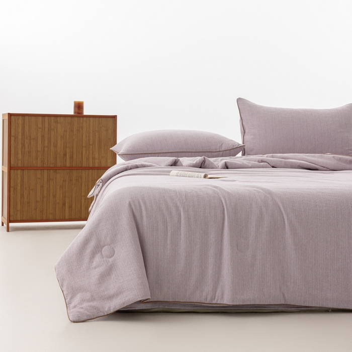 91家纺网 家纺一手货源 找家纺 迪梵家纺 2026春夏新款A类古法天然原麻生态夏被空调被棉麻夏凉被子被芯 天然原麻-紫色