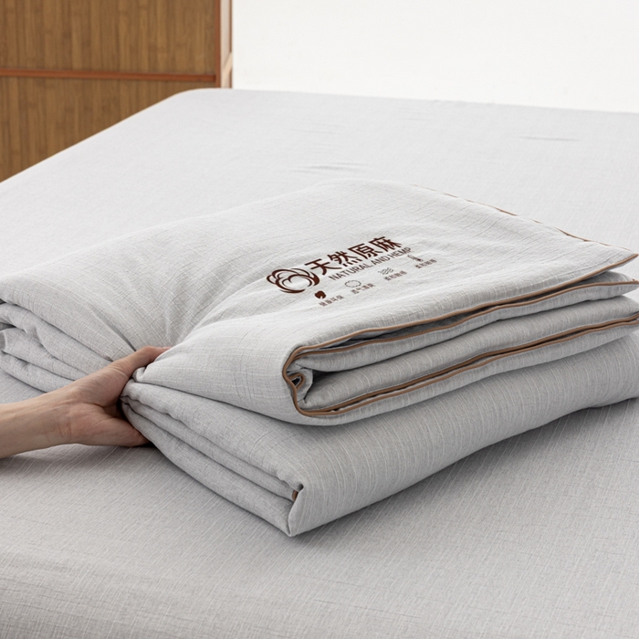 91家纺网 家纺一手货源 找家纺 迪梵家纺 2026春夏新款A类古法天然原麻生态夏被空调被棉麻夏凉被子被芯 天然原麻-浅灰