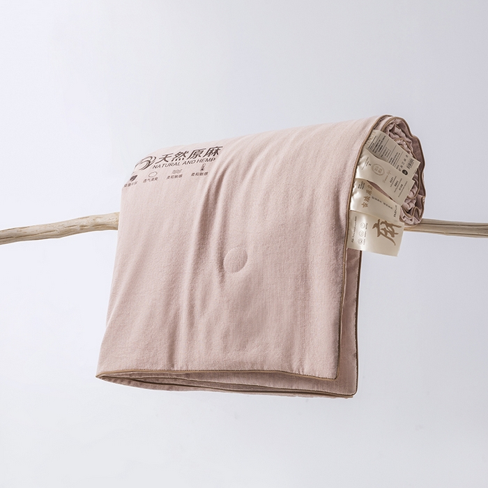 91家纺网 家纺一手货源 找家纺 迪梵家纺 2026春夏新款A类古法天然原麻生态夏被空调被棉麻夏凉被子被芯 天然原麻-豆沙