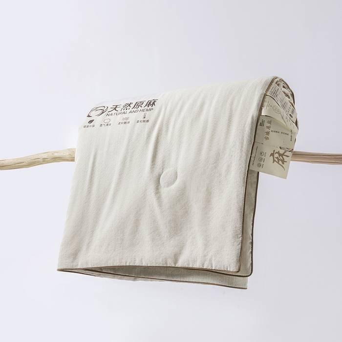 91家纺网 家纺一手货源 找家纺 迪梵家纺 2026春夏新款A类古法天然原麻生态夏被空调被棉麻夏凉被子被芯 天然原麻-本色