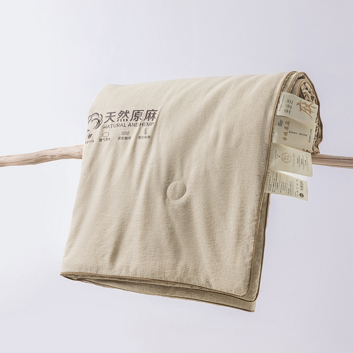 91家纺网 家纺一手货源 找家纺 迪梵家纺 2026春夏新款A类古法天然原麻生态夏被空调被棉麻夏凉被子被芯 天然原麻-浅咖