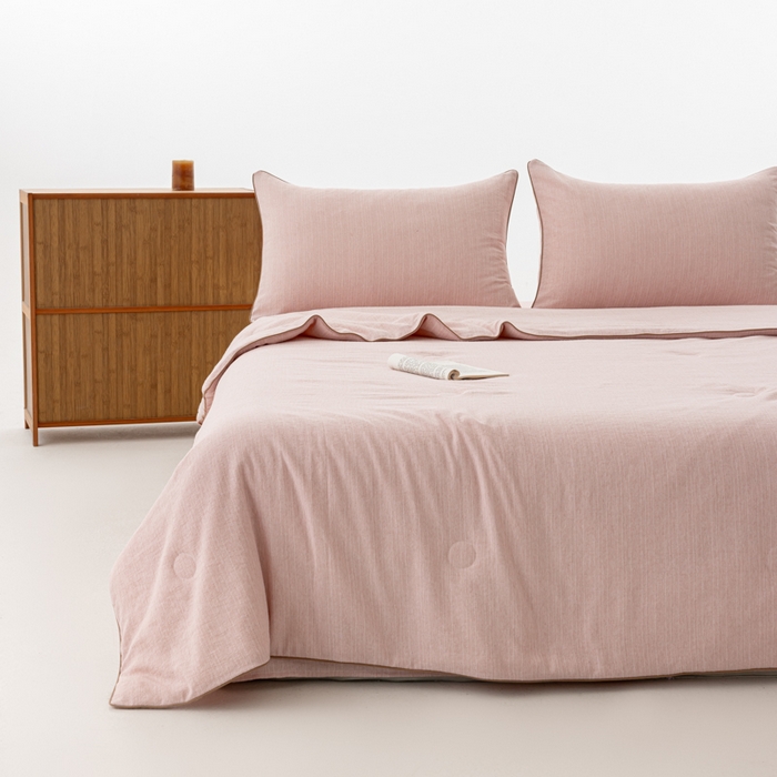 91家纺网 家纺一手货源 找家纺 迪梵家纺 2026春夏新款A类古法天然原麻生态夏被空调被棉麻夏凉被子被芯 天然原麻-豆沙