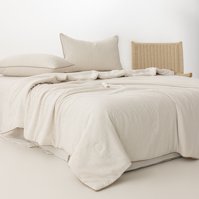 91家纺网 家纺一手货源 找家纺 迪梵家纺 2026春夏新款A类古法天然原麻生态夏被空调被棉麻夏凉被子被芯 天然原麻-本色