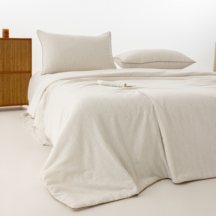 91家纺网 家纺一手货源 找家纺 迪梵家纺 2026春夏新款A类古法天然原麻生态夏被空调被棉麻夏凉被子被芯 天然原麻-本色