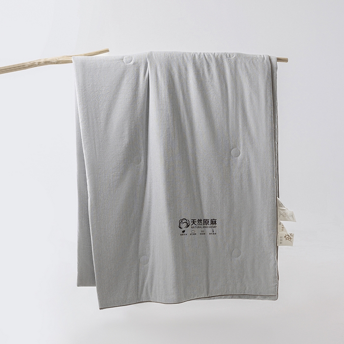 91家纺网 家纺一手货源 找家纺 迪梵家纺 2026春夏新款A类古法天然原麻生态夏被空调被棉麻夏凉被子被芯 天然原麻-浅灰
