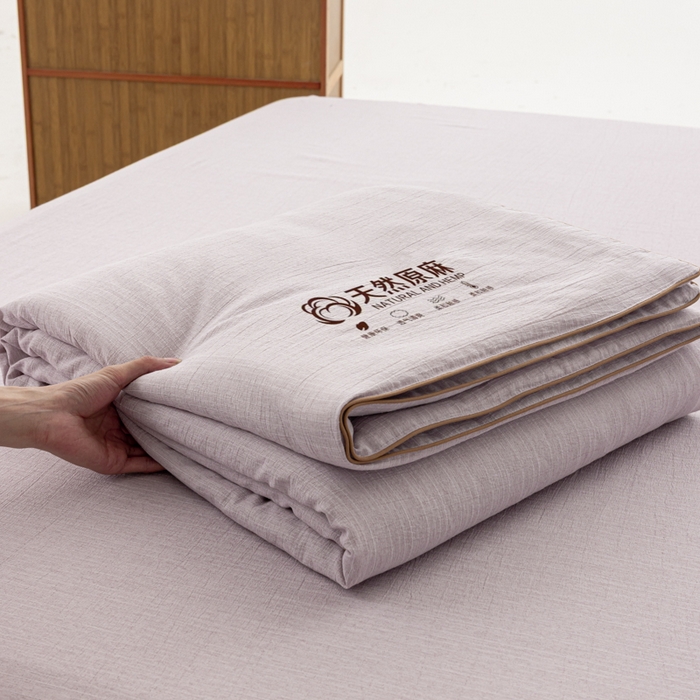 91家纺网 家纺一手货源 找家纺 迪梵家纺 2026春夏新款A类古法天然原麻生态夏被空调被棉麻夏凉被子被芯 天然原麻-紫色