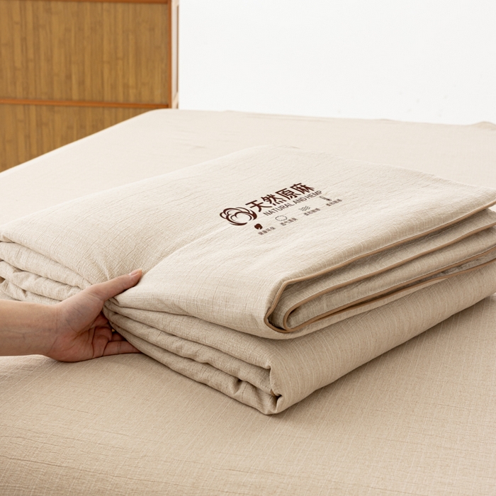 91家纺网 家纺一手货源 找家纺 迪梵家纺 2026春夏新款A类古法天然原麻生态夏被空调被棉麻夏凉被子被芯 天然原麻-浅咖